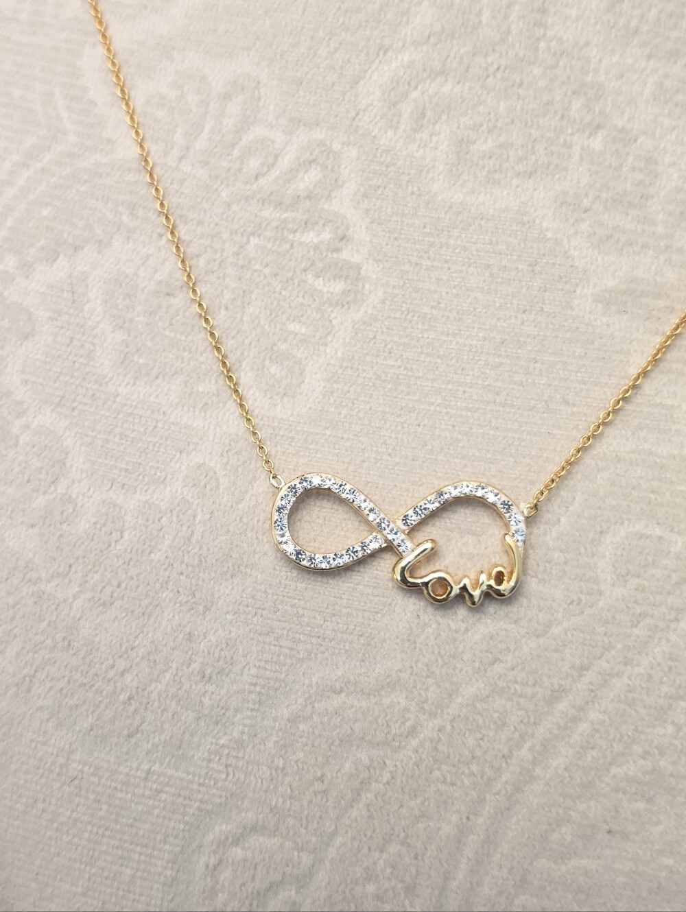 Gold Infinity Heart Pendant Necklace With Stones - Women Jewelry - Picture 2 of 4